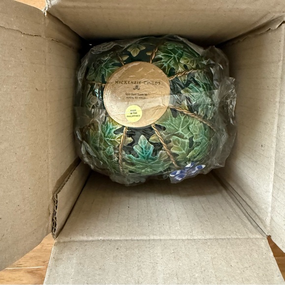 Brand New MacKenzie-Childs Green Royal Autumn Metal Pumpkin, New in Box, NWT - Picture 2 of 2